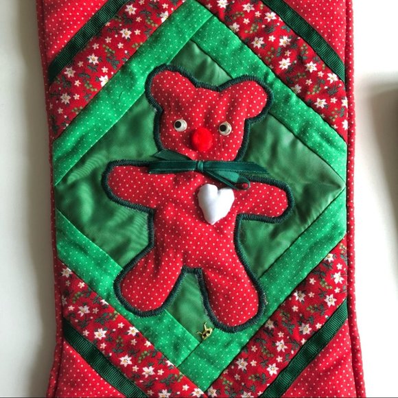 Vintage Handmade Christmas Stockings 3-D Toy Appliqué and Embroidery - Picture 3 of 8